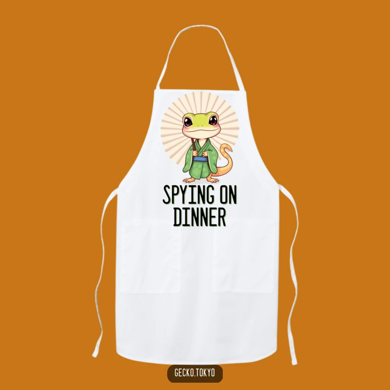 Funny Gecko Fan Peek Apron: Cook with Curiosity and Humorous Style