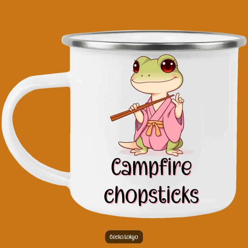 Funny Gecko Chopsticks Camping Mug: Adventures with a Humorous Twist
