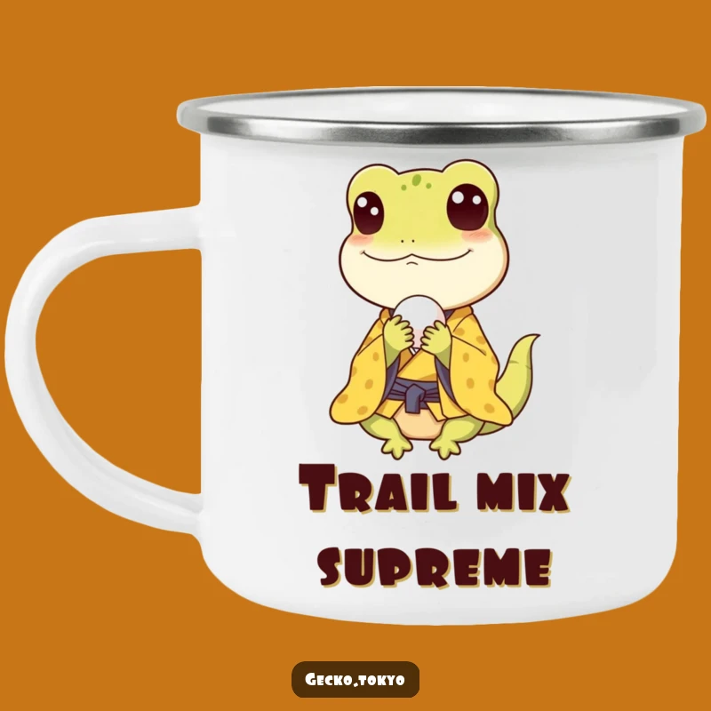 Funny Gecko Rice Ball Camping Mug: Enjoy Snacks on Your Adventures
