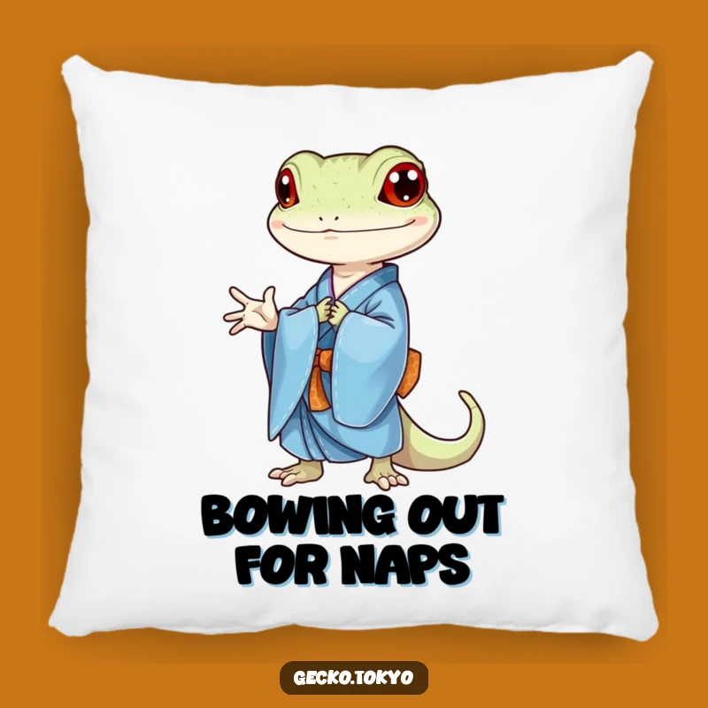 Funny Gecko Kimono Bow Pillow: Cozy Comfort with Elegant Reptilian Charm