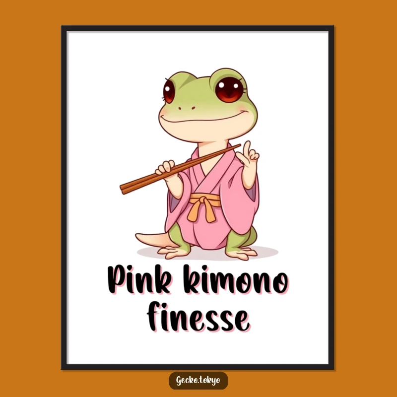 Funny Gecko Chopsticks Digital Art: Instant Humor for Your Walls