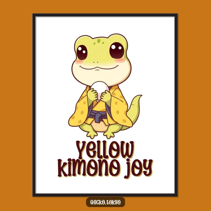 Funny Gecko Rice Ball Digital Art: Instant Foodie Fun for Your Walls