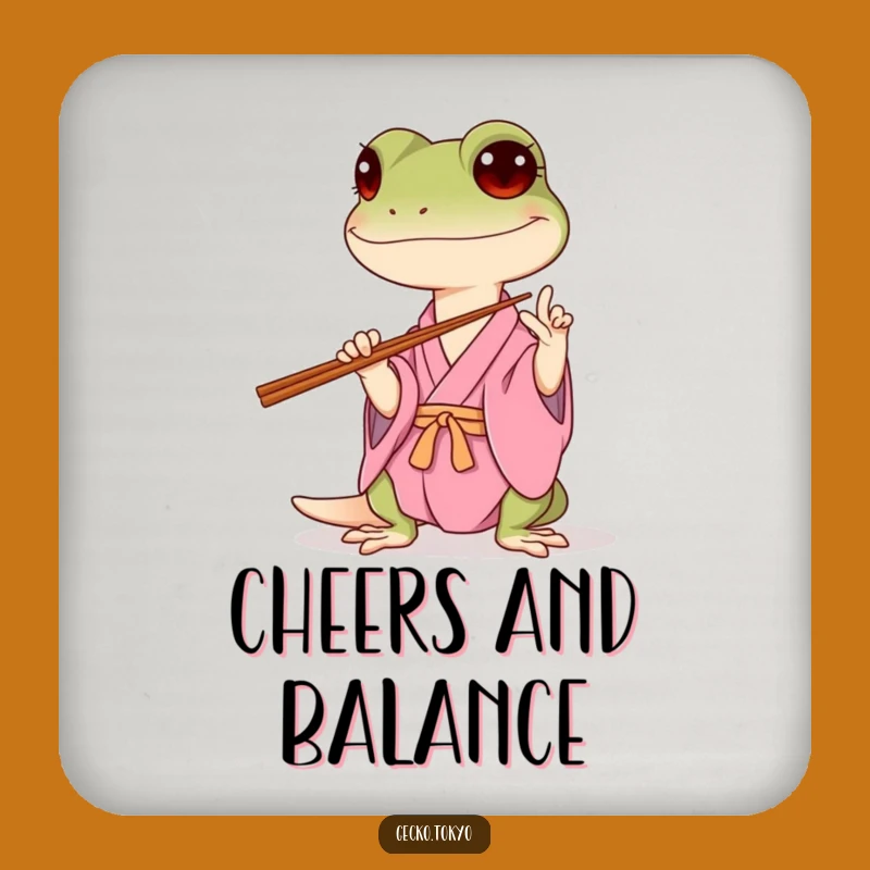 Funny Gecko Chopsticks Drink Coaster: Protect Surfaces with Wobbly Charm