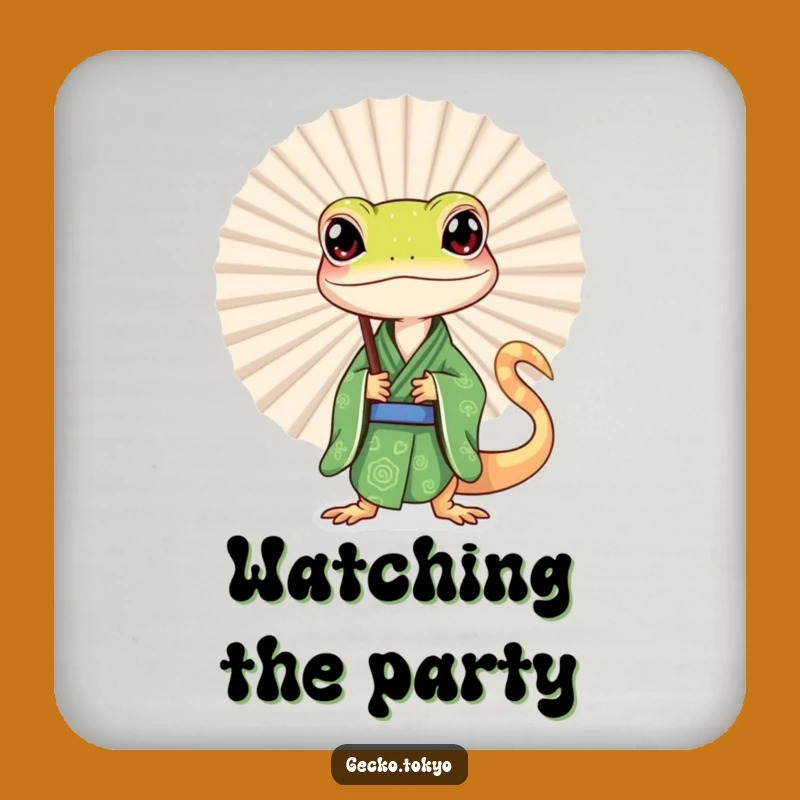 Funny Gecko Fan Peek Drink Coaster: Protect Surfaces with Mysterious Charm