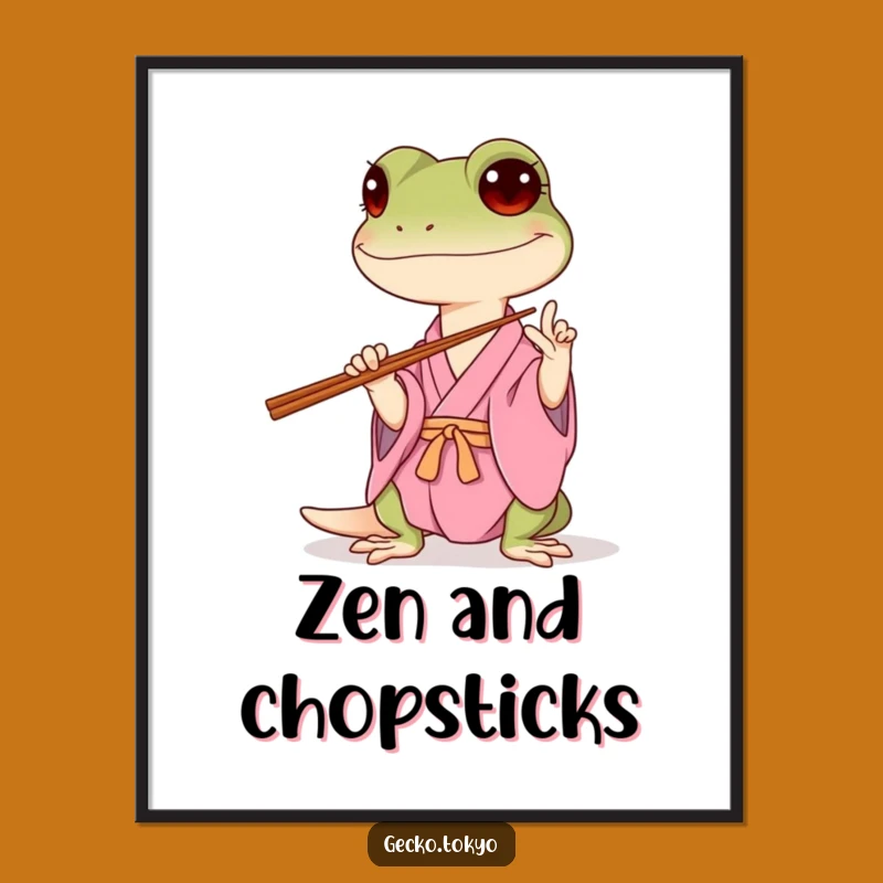 Funny Gecko Chopsticks Poster: Hilarious Wall Art for Foodie Fun