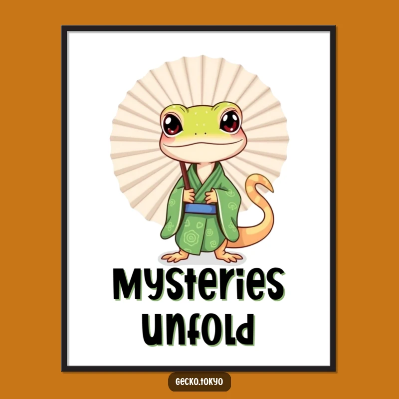 Funny Gecko Fan Peek Poster: Intriguing Wall Art with a Humorous Touch
