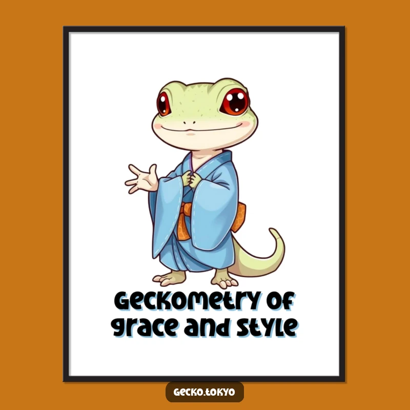 Funny Free Printable Wall Art: Elegant Gecko Bowing Serenity, Downloadable DIY Decor!