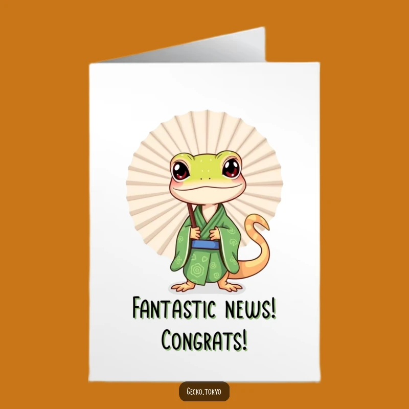 Free Printable Congrats Card: Curious Gecko Peeking Out, Downloadable Funny Gift!