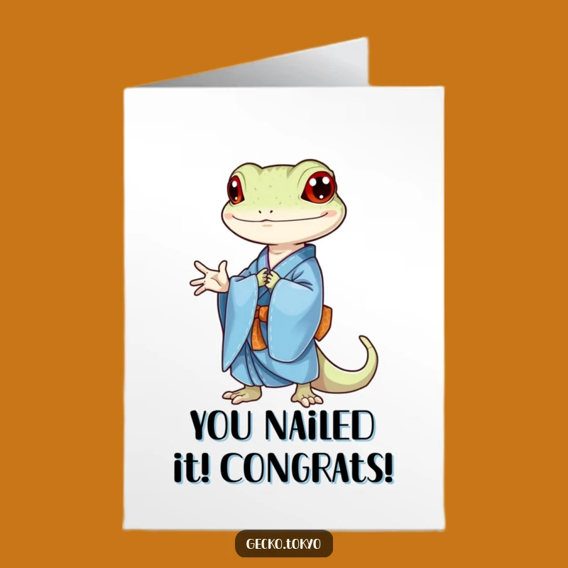 Free Printable Congrats Card: Graceful Gecko Bow, Downloadable Sophisticated Gift!