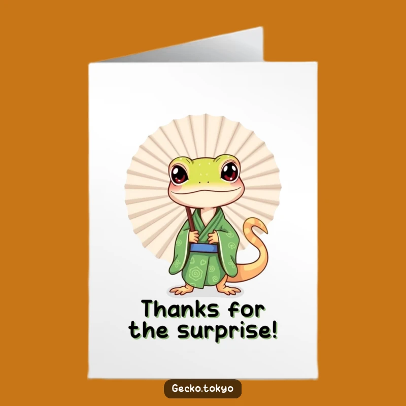 Free Printable Thank You Card: Curious Gecko Peeking, Downloadable Funny Gift!