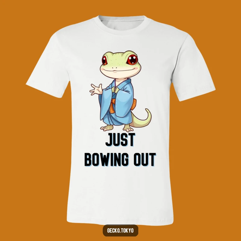 Funny Gecko Kimono Bow T-Shirt: Graceful Style with a Humorous Reptilian Touch