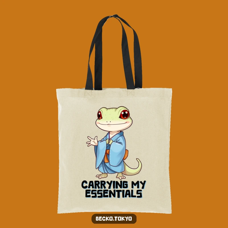 Funny Gecko Kimono Bow Tote Bag: Carry Elegance with Humorous Reptilian Flair