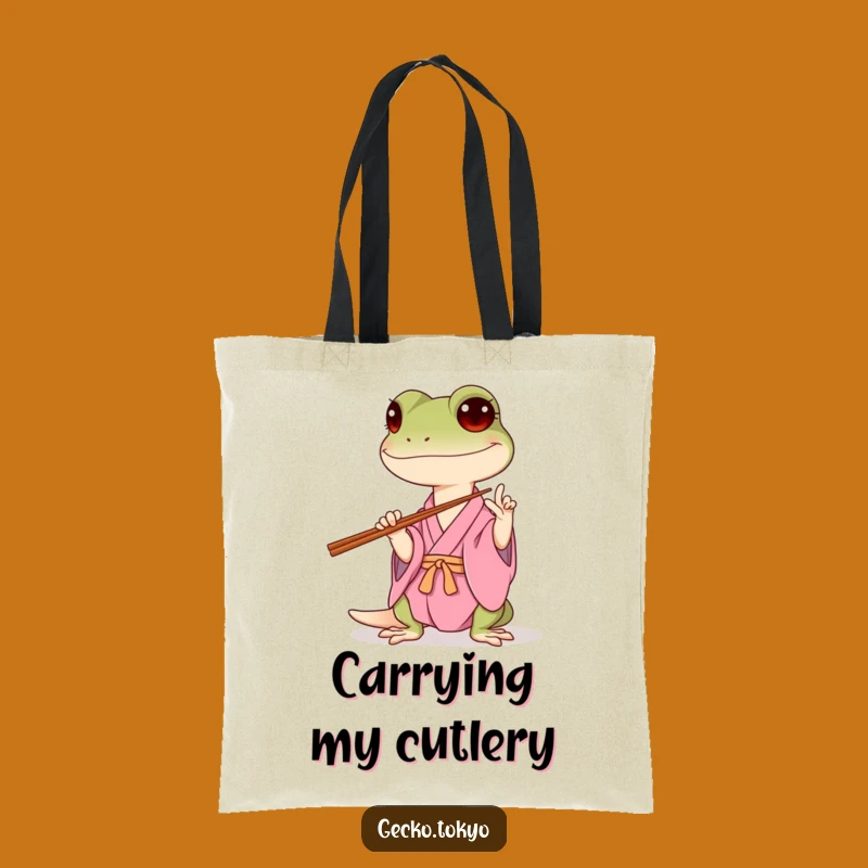 Funny Gecko Chopsticks Tote Bag: Carry Your Struggles with Humorous Flair