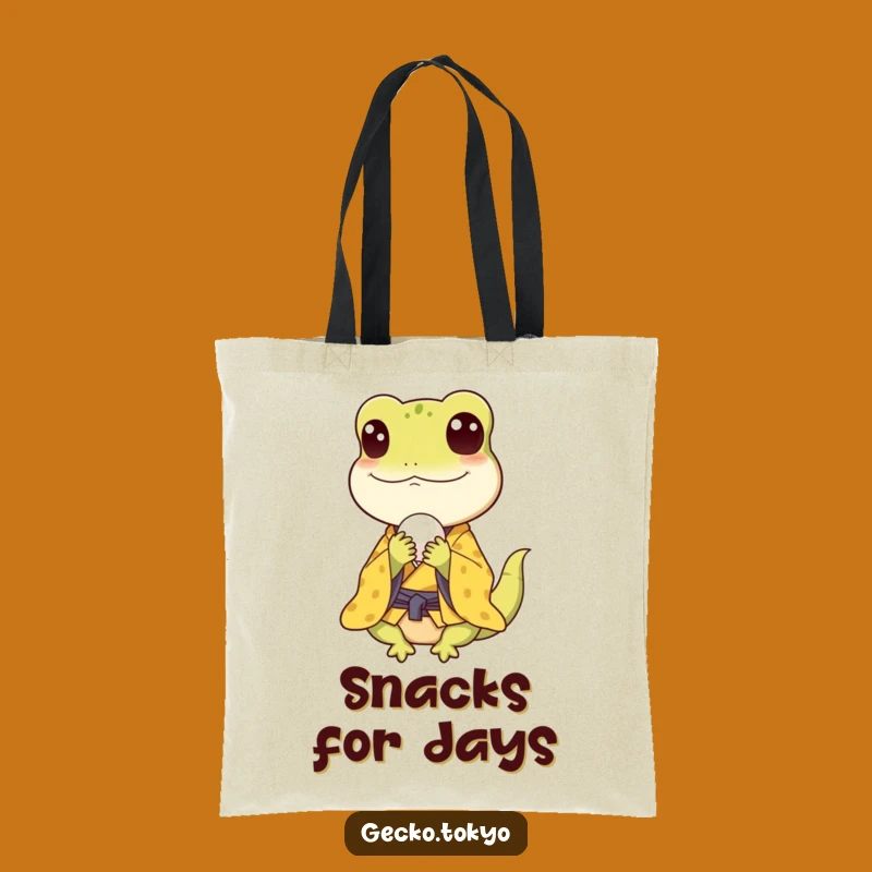 Funny Gecko Rice Ball Tote Bag: Carry Your Snacks with Humorous Flair